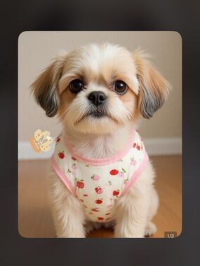 Cute Pink-Trimmed White Cherry Print Dog Tank. NWT
